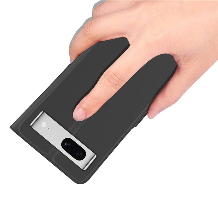 Flip Folio Phone Cover For Google Pixel 7 5G PU Leather Stand Card Holder Inner TPU Magnetic Anti-drop Phone Case - Blue