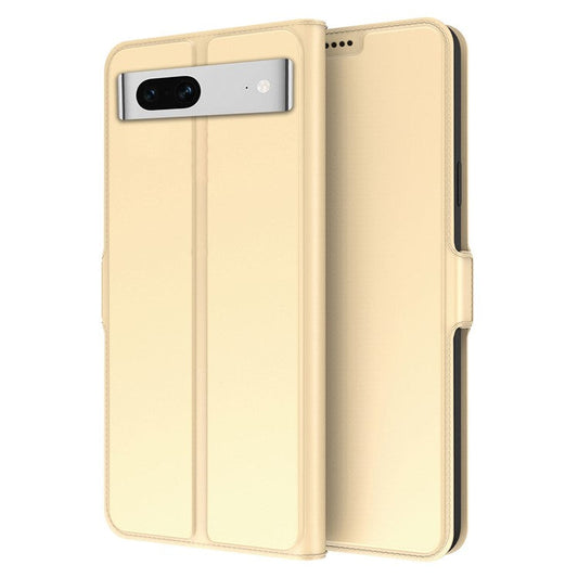 Flip Folio Phone Cover For Google Pixel 7 5G PU Leather Stand Card Holder Inner TPU Magnetic Anti-drop Phone Case - Gold