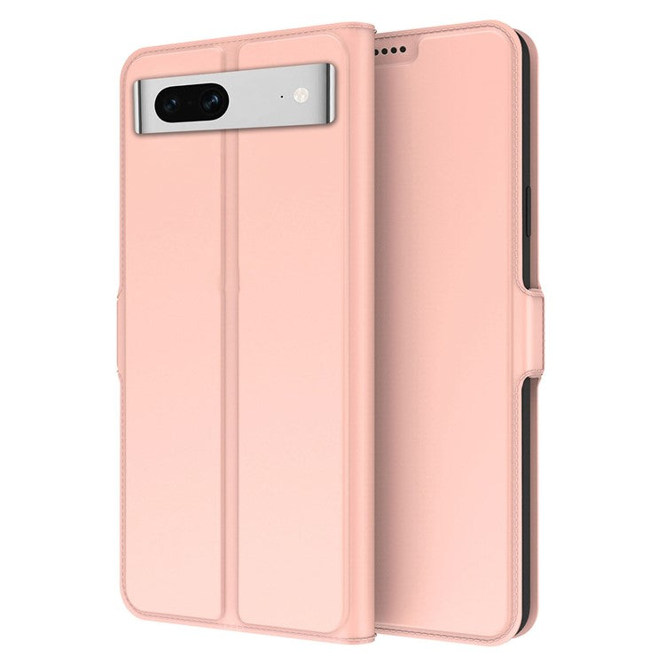 Flip Folio Phone Cover For Google Pixel 7 5G PU Leather Stand Card Holder Inner TPU Magnetic Anti-drop Phone Case - Rose Gold