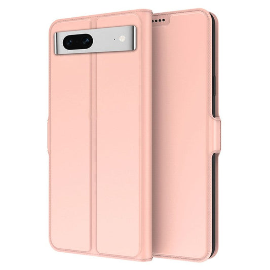Flip Folio Phone Cover For Google Pixel 7 5G PU Leather Stand Card Holder Inner TPU Magnetic Anti-drop Phone Case - Rose Gold