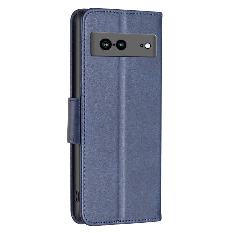 BF Leather Series-4 for Google Pixel 7a Anti-scratch Phone Case PU Leather Wallet Stand Magnetic Closure Flip Protective Phone Cover with Strap - Blue