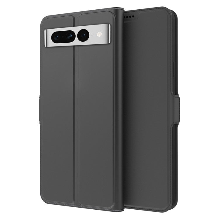 For Google Pixel 7 Pro 5G Full Protection PU Leather Flip Folio Phone Cover Card Holder Inner TPU Magnetic Stand Smartphone Case - Black