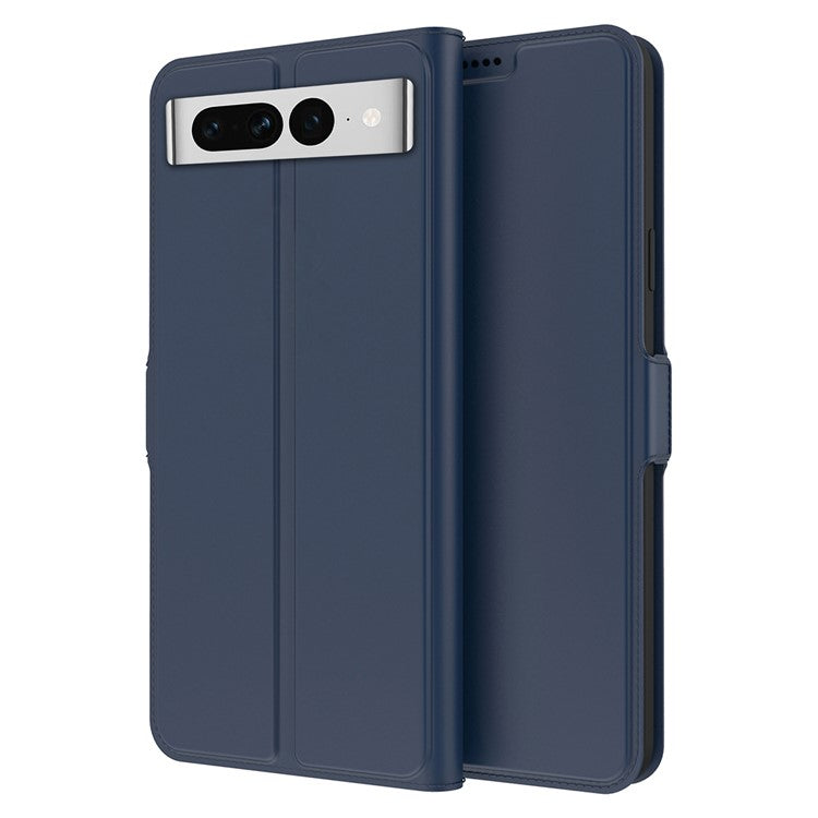 For Google Pixel 7 Pro 5G Full Protection PU Leather Flip Folio Phone Cover Card Holder Inner TPU Magnetic Stand Smartphone Case - Blue
