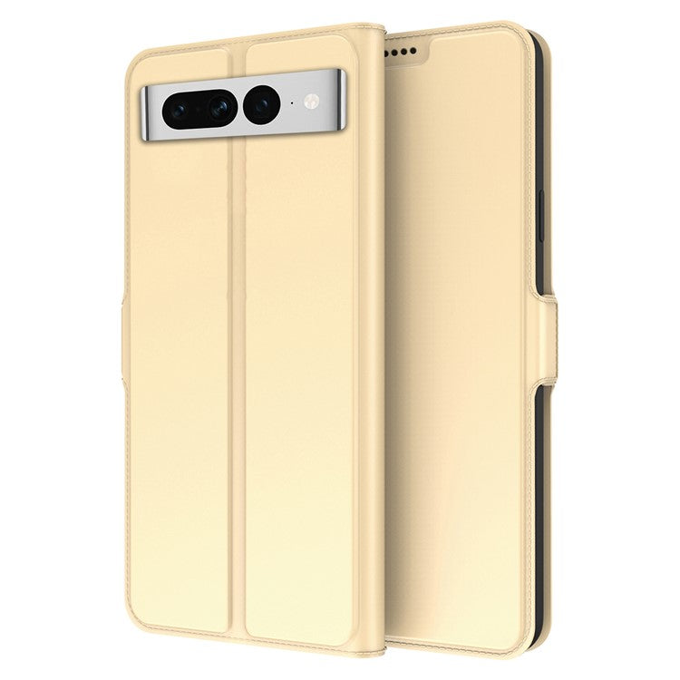 For Google Pixel 7 Pro 5G Full Protection PU Leather Flip Folio Phone Cover Card Holder Inner TPU Magnetic Stand Smartphone Case - Gold