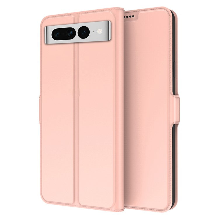 For Google Pixel 7 Pro 5G Full Protection PU Leather Flip Folio Phone Cover Card Holder Inner TPU Magnetic Stand Smartphone Case - Rose Gold