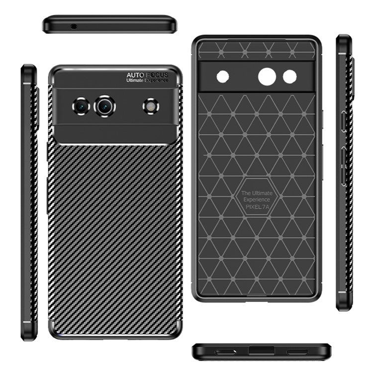 For Google Pixel 7a Flexible TPU Anti-Fingerprint Protective Cover Anti-Scratch Carbon Fiber Texture Phone Case
