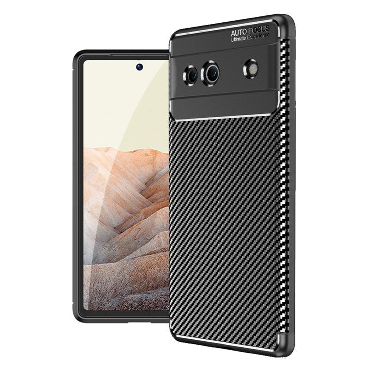 For Google Pixel 7a Flexible TPU Anti-Fingerprint Protective Cover Anti-Scratch Carbon Fiber Texture Phone Case
