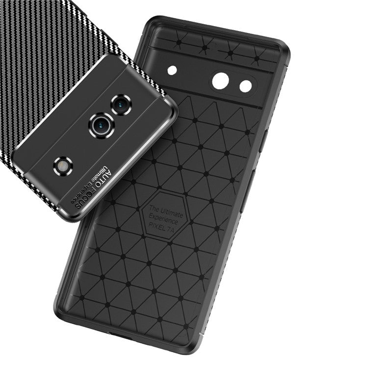 For Google Pixel 7a Flexible TPU Anti-Fingerprint Protective Cover Anti-Scratch Carbon Fiber Texture Phone Case