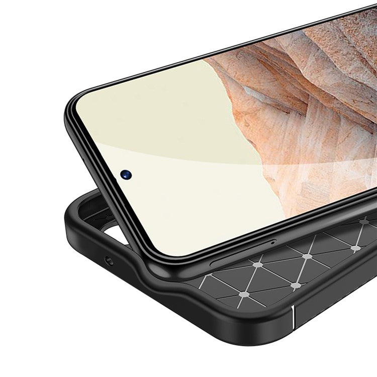 For Google Pixel 7a Flexible TPU Anti-Fingerprint Protective Cover Anti-Scratch Carbon Fiber Texture Phone Case