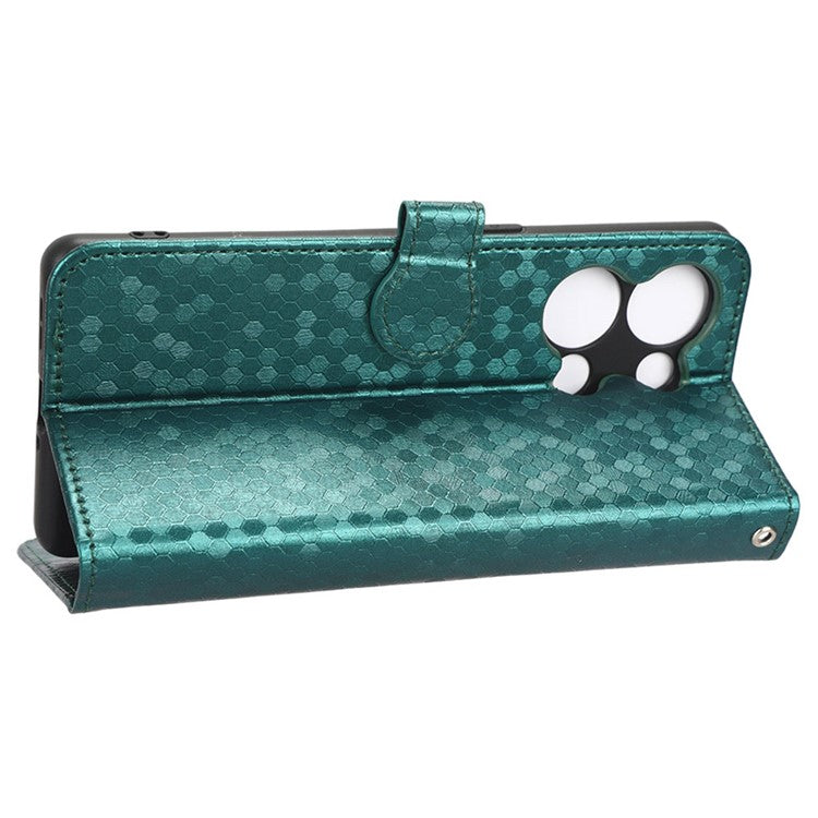 Protective Phone Case For Oppo Reno9 Pro+ 5G Flip Leather Wallet Dot Pattern Imprinted Phone Cover Stand with Strap - Green