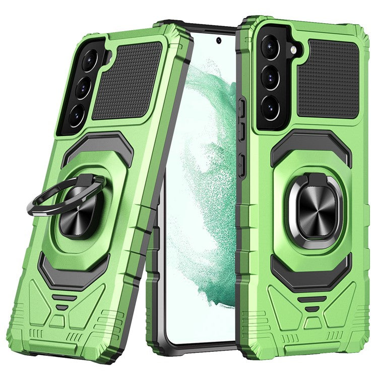Bulk Purchasing For Samsung Galaxy S22+ 5G Anti-Drop Phone Cover Kickstand Air Cushions PC + TPU Phone Case  - Green