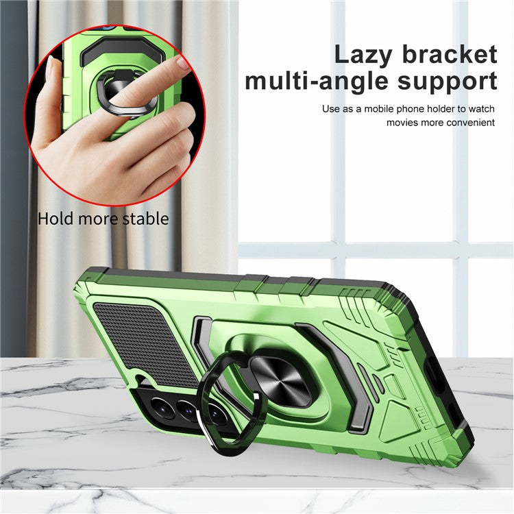 Bulk Purchasing For Samsung Galaxy S22+ 5G Anti-Drop Phone Cover Kickstand Air Cushions PC + TPU Phone Case  - Green