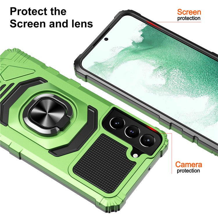 Bulk Purchasing For Samsung Galaxy S22+ 5G Anti-Drop Phone Cover Kickstand Air Cushions PC + TPU Phone Case  - Green