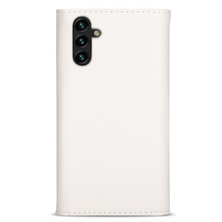 Cell Phone Case For Samsung Galaxy A34 5G Skin-touch Feeling Zipper Pocket Wallet Stand Full Protection PU Leather Phone Cover with Short + Long Strap - White