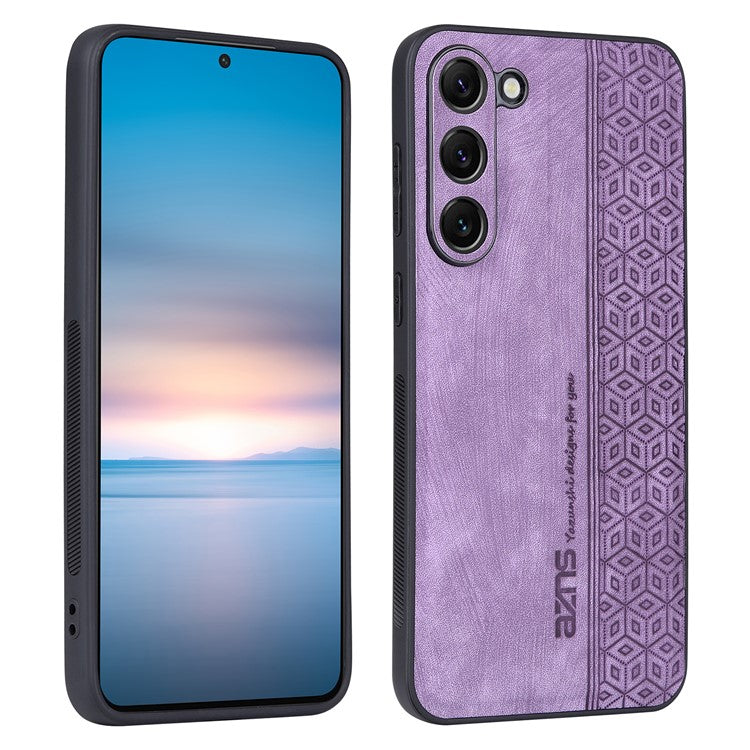 AZNS Imprinted Pattern Phone Case For Samsung Galaxy S23+, Anti-shock PU Leather Coated TPU Phone Back Cover - Purple