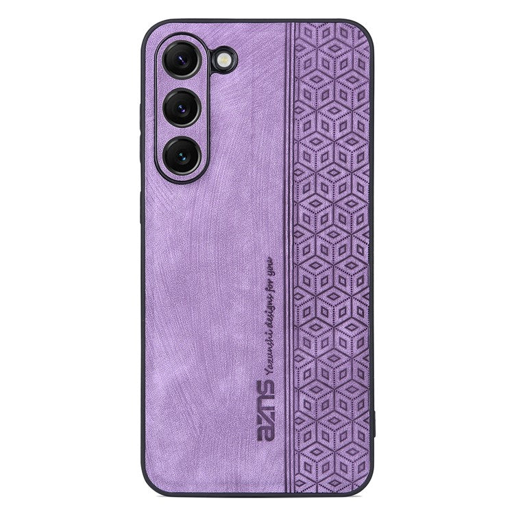 AZNS Imprinted Pattern Phone Case For Samsung Galaxy S23+, Anti-shock PU Leather Coated TPU Phone Back Cover - Purple