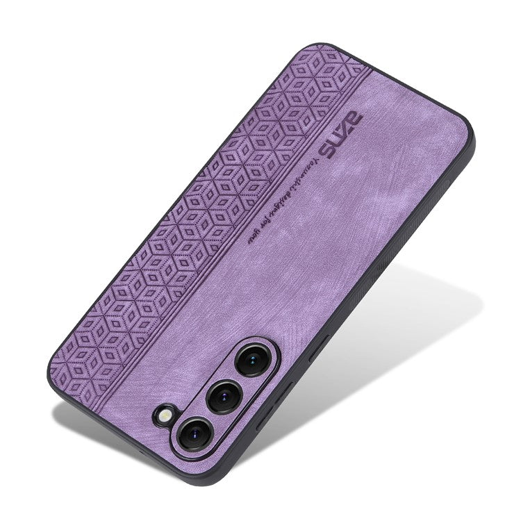 AZNS Imprinted Pattern Phone Case For Samsung Galaxy S23+, Anti-shock PU Leather Coated TPU Phone Back Cover - Purple