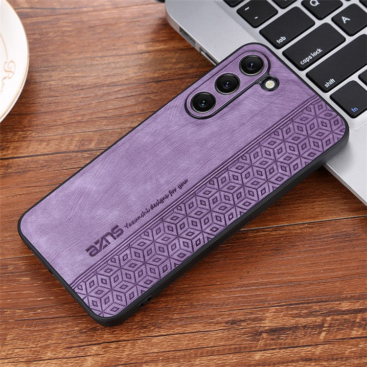 AZNS Imprinted Pattern Phone Case For Samsung Galaxy S23+, Anti-shock PU Leather Coated TPU Phone Back Cover - Purple