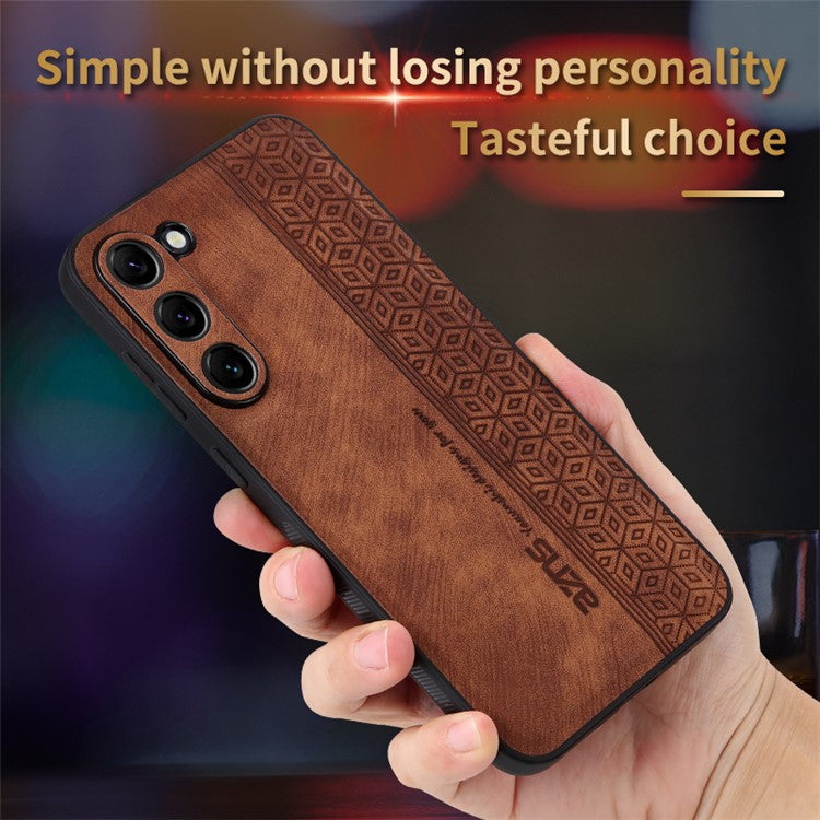 AZNS Imprinted Pattern Phone Case For Samsung Galaxy S23+, Anti-shock PU Leather Coated TPU Phone Back Cover - Purple