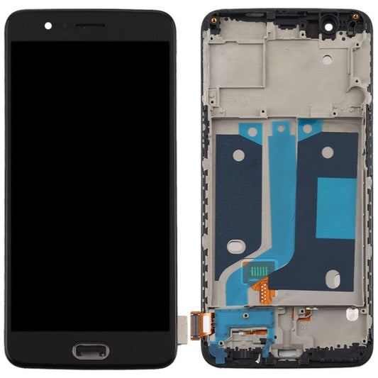 For OnePlus 5 Grade C OLED Screen and Digitizer Assembly + Frame (without Logo) - Black