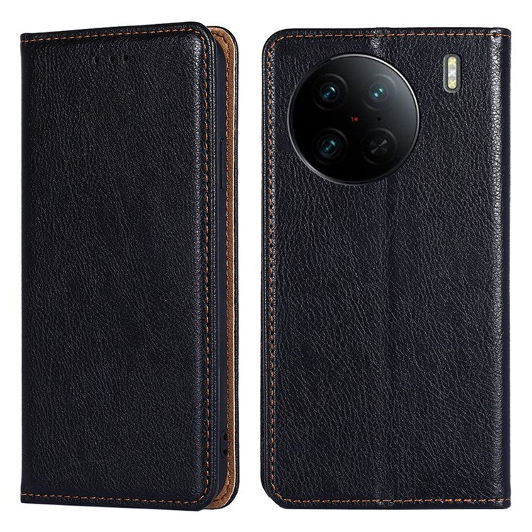 Cell Phone Cover for vivo X90 Pro 5G, Anti-Scratch Foldable Stand Wallet PU Leather Phone Case Magnetic Auto-closing Shell - Black