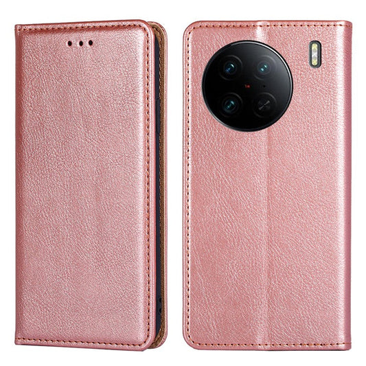 Cell Phone Cover for vivo X90 Pro 5G, Anti-Scratch Foldable Stand Wallet PU Leather Phone Case Magnetic Auto-closing Shell - Rose Gold