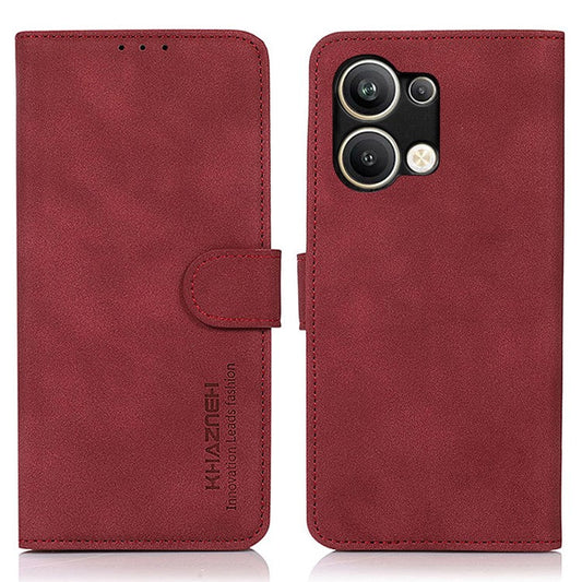 KHAZNEH For Oppo Reno9 Pro+ 5G Textured PU Leather Wallet Phone Case Magnetic Clasp Stand Shockproof Cover - Red