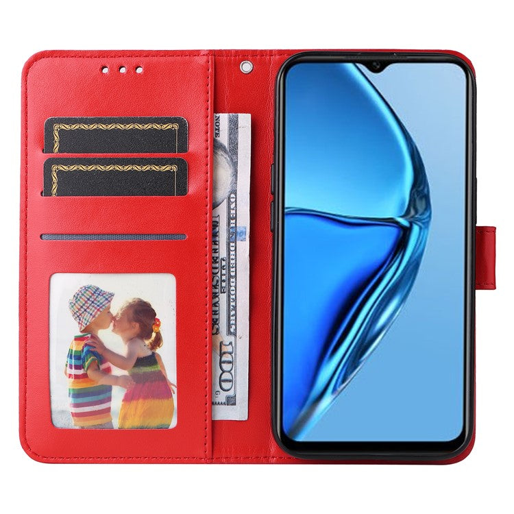 For Infinix Hot 20S 4G PU Leather Sunflower Imprinted Smartphone Case Stand Wallet Cover with Hand Strap - Red