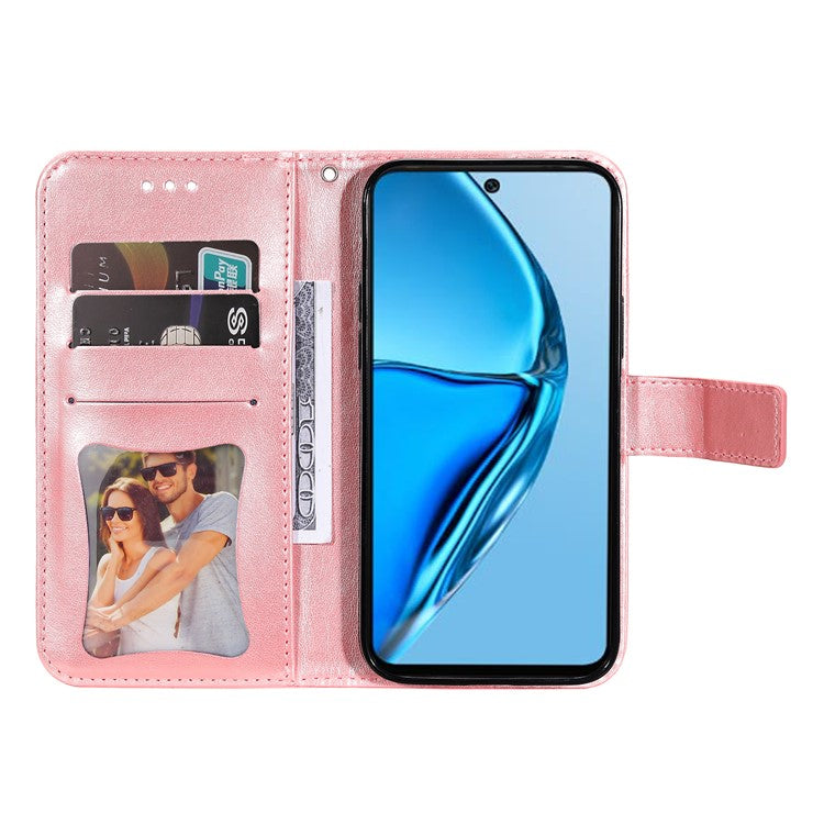 For Infinix Hot 20 4G Shockproof PU Leather Phone Case Stand Wallet Flower Imprinting Anti-Drop Phone Cover with Strap - Pink