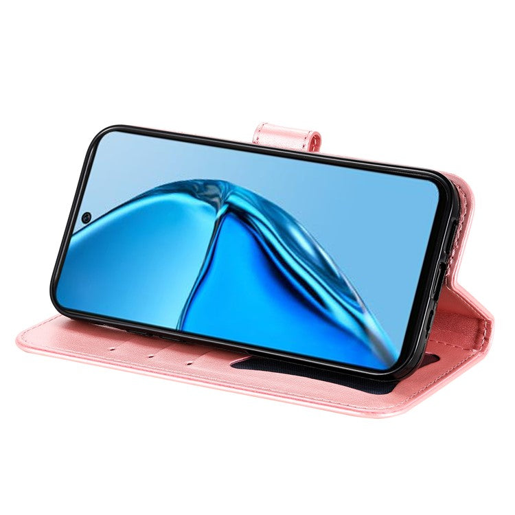 For Infinix Hot 20 4G Shockproof PU Leather Phone Case Stand Wallet Flower Imprinting Anti-Drop Phone Cover with Strap - Pink