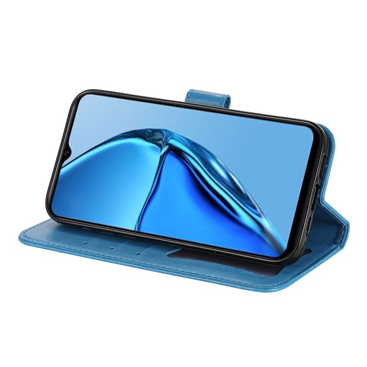 For Infinix Hot 20S 4G Flip Leather Phone Case Stand Wallet Flower Imprinting Phone Cover with Strap - Blue