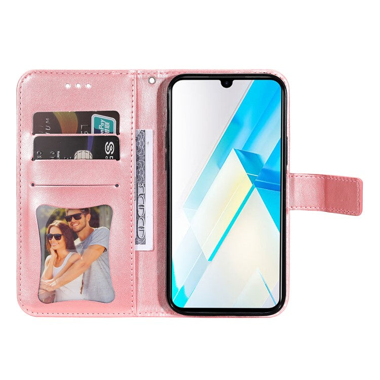 For Infinix Note 12 G96 4G PU Leather Flip Leather Phone Case Stand Wallet Flower Imprinting Cover with Strap - Pink