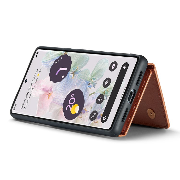 DG.MING M3 Series For Google Pixel 6 Pro 5G Glitter Bling PU Leather Detachable Cover PC+TPU Kickstand Zipper Pocket Wallet Phone Case - Rose Gold