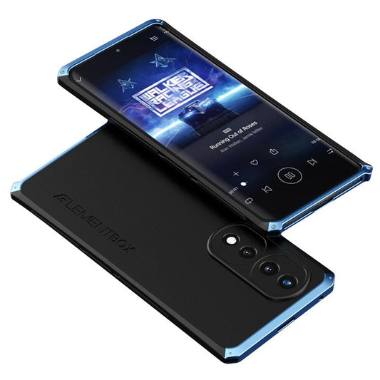 ELEMENT BOX For Honor 70 5G Hard PC Back Metal Frame Hybrid Case 3-Piece Design Anti-drop Phone Cover - Black  /  Blue
