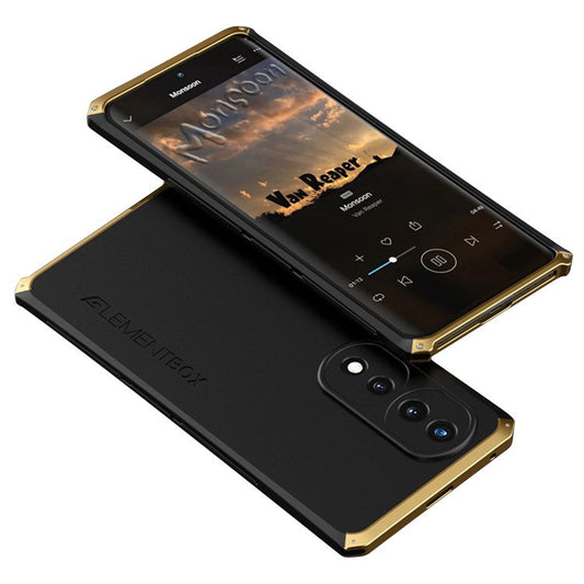 ELEMENT BOX For Honor 70 5G Hard PC Back Metal Frame Hybrid Case 3-Piece Design Anti-drop Phone Cover - Black  /  Gold