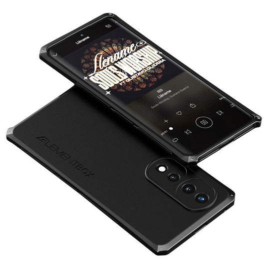 ELEMENT BOX For Honor 70 5G Hard PC Back Metal Frame Hybrid Case 3-Piece Design Anti-drop Phone Cover - Black  /  Black