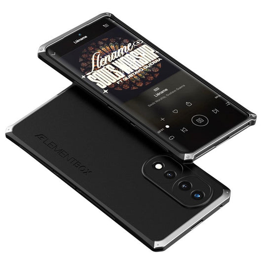 ELEMENT BOX For Honor 70 5G Hard PC Back Metal Frame Hybrid Case 3-Piece Design Anti-drop Phone Cover - Black  /  Silver