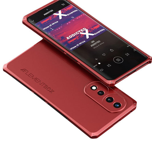 ELEMENT BOX For Honor 70 5G Hard PC Back Metal Frame Hybrid Case 3-Piece Design Anti-drop Phone Cover - Red  /  Red