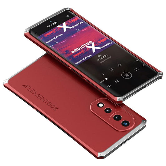 ELEMENT BOX For Honor 70 5G Hard PC Back Metal Frame Hybrid Case 3-Piece Design Anti-drop Phone Cover - Red  /  Silver