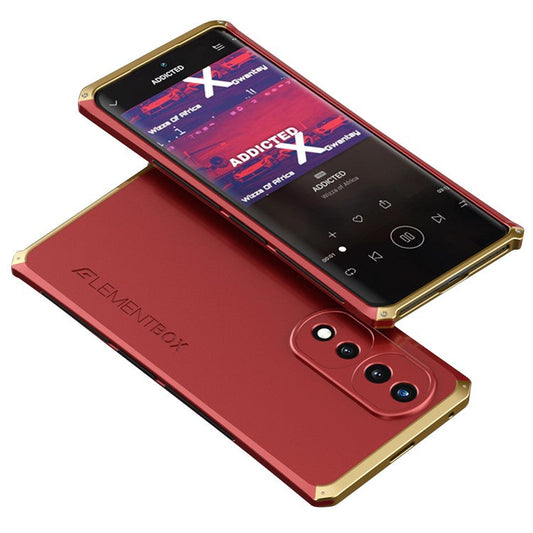 ELEMENT BOX For Honor 70 5G Hard PC Back Metal Frame Hybrid Case 3-Piece Design Anti-drop Phone Cover - Red  /  Gold