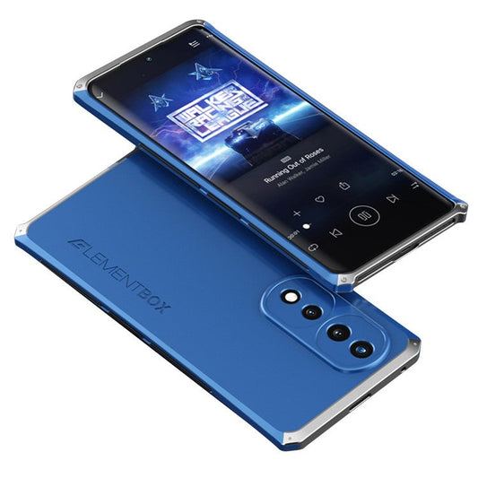ELEMENT BOX For Honor 70 5G Hard PC Back Metal Frame Hybrid Case 3-Piece Design Anti-drop Phone Cover - Blue  /  Silver