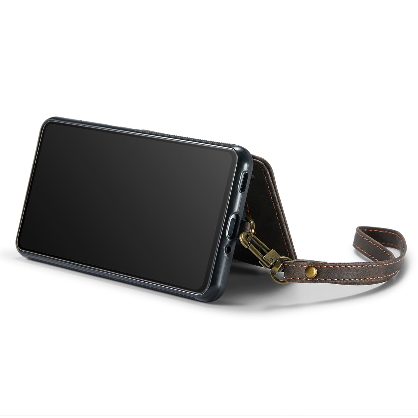 CASEME C20 Series for Samsung Galaxy S20 5G / 4G Wallet Zipper Pocket Phone Case RFID Blocking PU Leather Coated TPU Kickstand Cover - Coffee