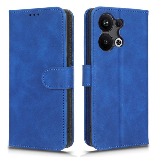 Phone Wallet Case For Oppo Reno9 Pro+ 5G Skin-Touch Feeling PU Leather Cell Phone Cover Stand Card Holder - Blue