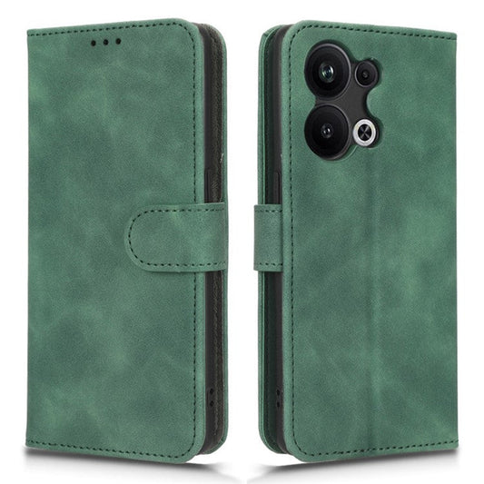 Phone Wallet Case For Oppo Reno9 Pro+ 5G Skin-Touch Feeling PU Leather Cell Phone Cover Stand Card Holder - Green