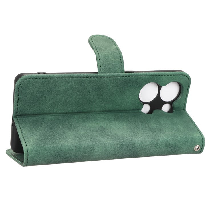 Phone Wallet Case For Oppo Reno9 Pro+ 5G Skin-Touch Feeling PU Leather Cell Phone Cover Stand Card Holder - Green