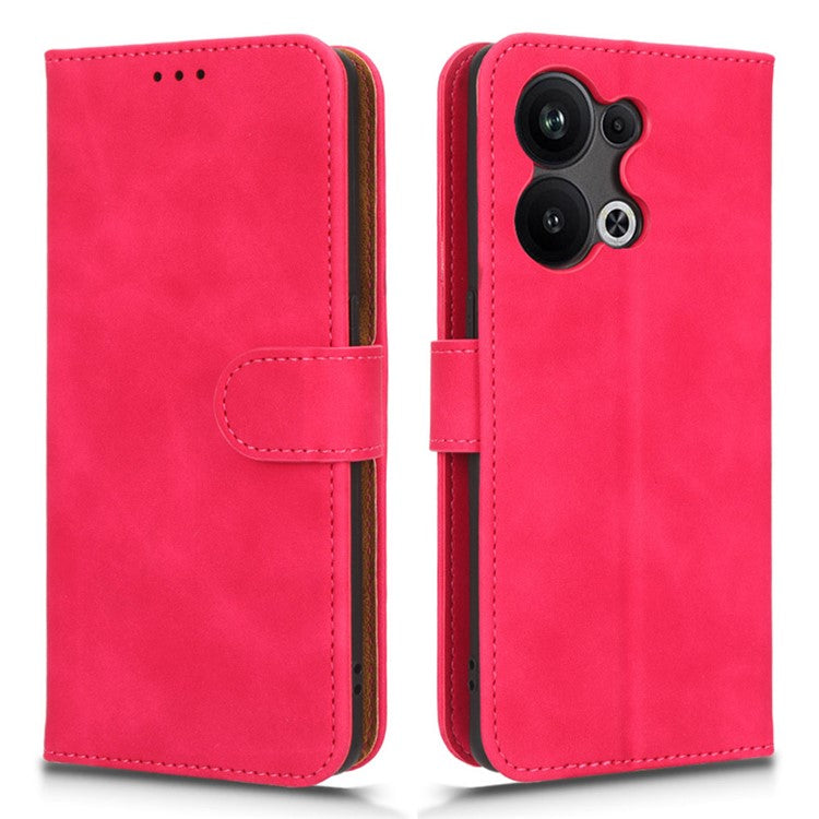 Phone Wallet Case For Oppo Reno9 Pro+ 5G Skin-Touch Feeling PU Leather Cell Phone Cover Stand Card Holder - Rose