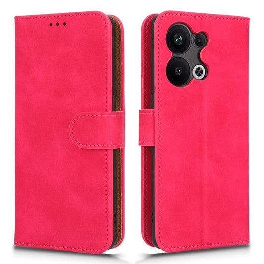 Phone Wallet Case For Oppo Reno9 Pro+ 5G Skin-Touch Feeling PU Leather Cell Phone Cover Stand Card Holder - Rose