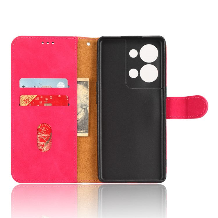 Phone Wallet Case For Oppo Reno9 Pro+ 5G Skin-Touch Feeling PU Leather Cell Phone Cover Stand Card Holder - Rose