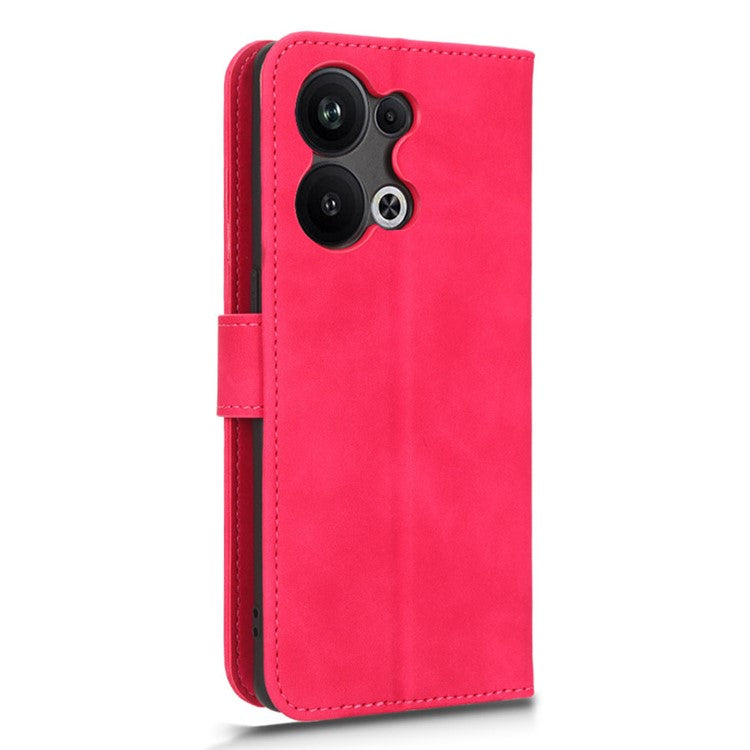 Phone Wallet Case For Oppo Reno9 Pro+ 5G Skin-Touch Feeling PU Leather Cell Phone Cover Stand Card Holder - Rose