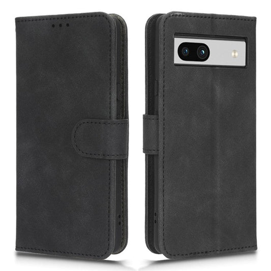 For Google Pixel 7a Skin-Touch Feeling PU Leather Flip Wallet Case Full Protection Anti-Wear Cell Phone Cover Stand - Black
